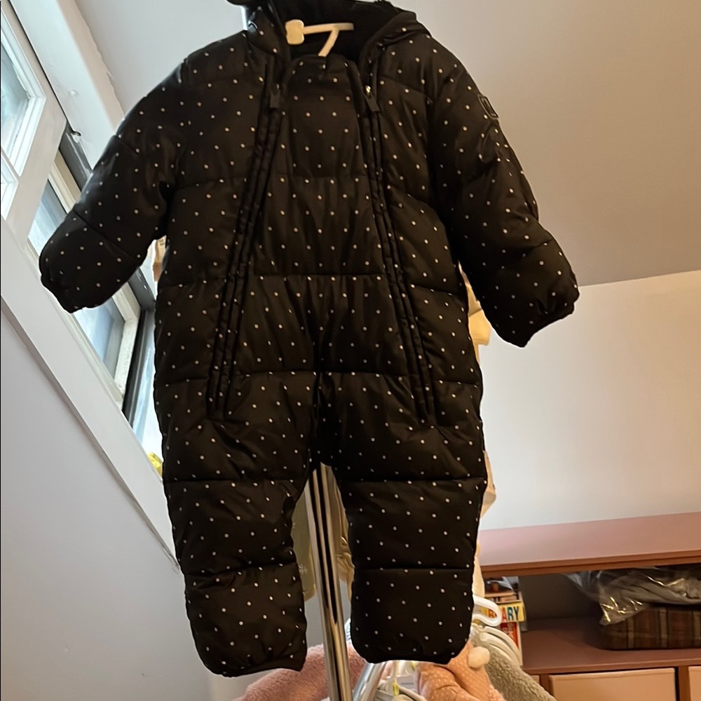 Black Polka Dot Baby Snowsuit